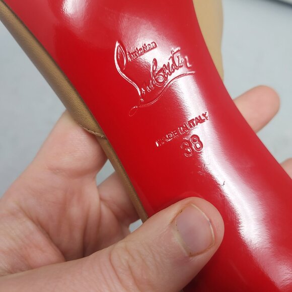 Christian Louboutin Toffee Beige Condora Leather Heel Sandal - Picture 6 of 10